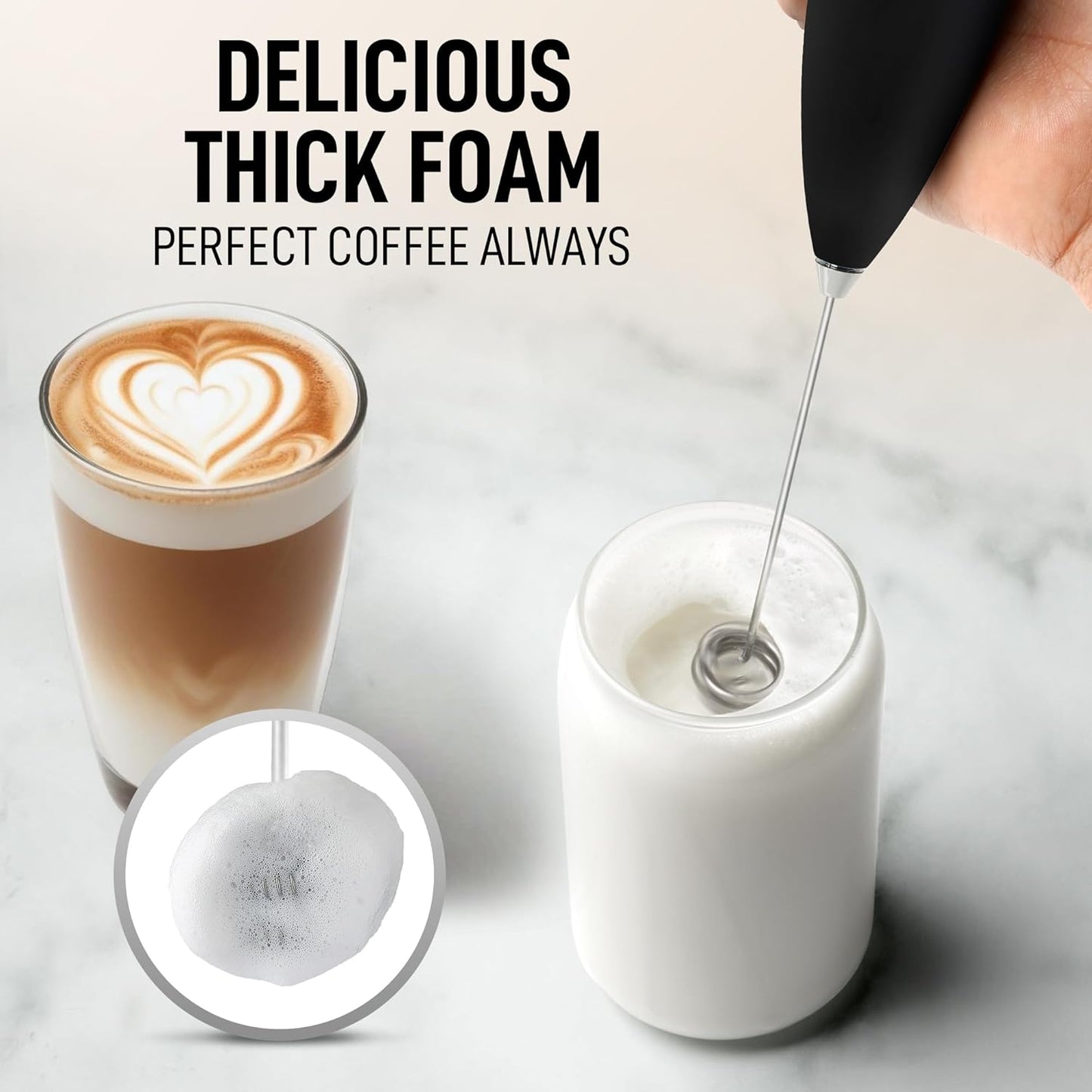 Zulay Kitchen Double Whisk Milk Frother – Handheld Foam Maker for Coffee, Lattes, Matcha, Hot Chocolate & Cappuccinos – Whip Creamy Froth in Seconds, Portable & Easy to Use -