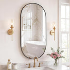 DUMOS 24" x 48" Oval Bathroom Mirror, Tempered Glass, Morden Vanity Mirror - Image 2