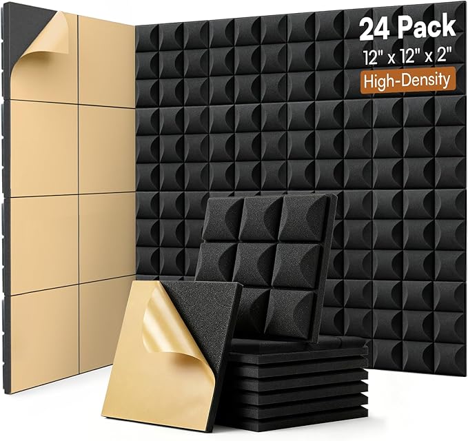 SODOCT 24 Pack Self-Adhesive Acoustic Foam Panels, Sound Proofing Wall Panels by SODOCT
