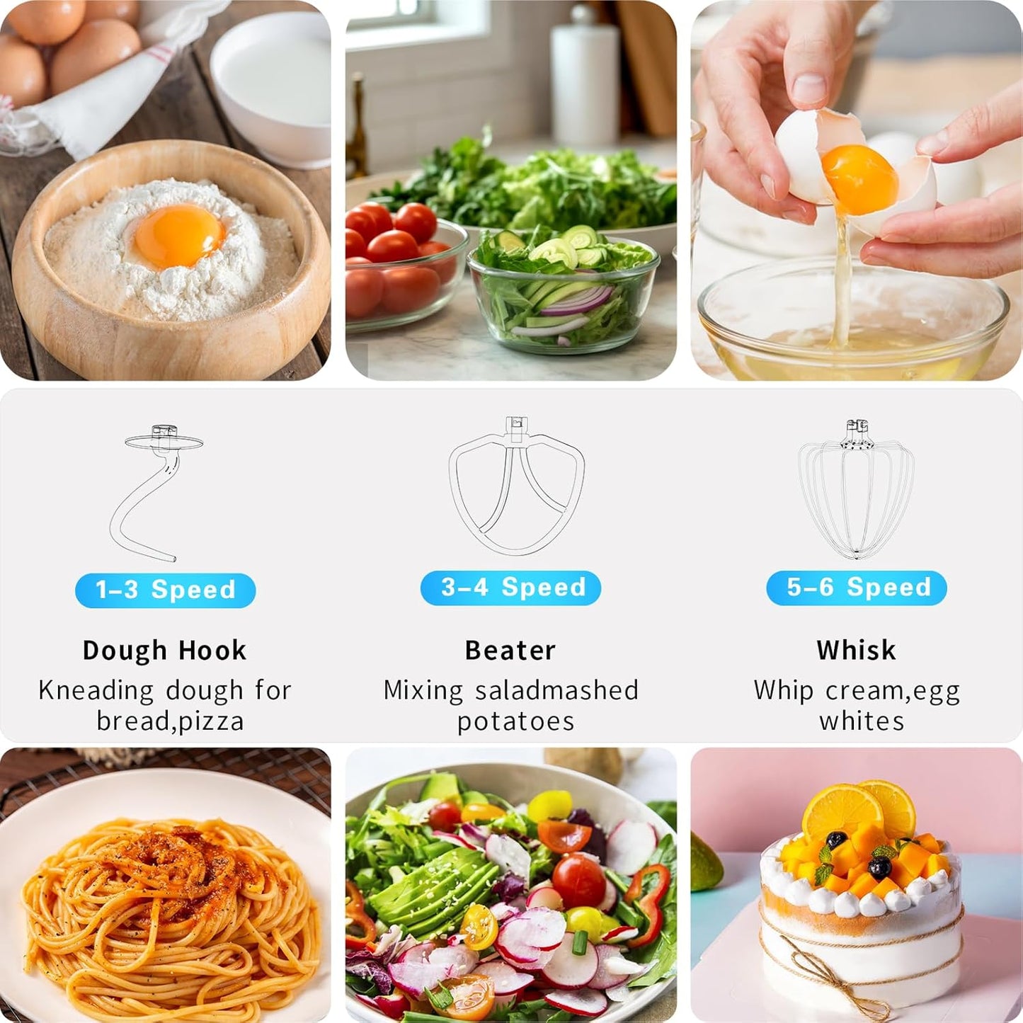 DOBBOR Electric Stand mixer, 9.5QT 660W 7 Speeds Tilt-Head Dough Mixers, Bread Mixer with Dough Hook, Whisk, Beater, Splash Guard for Baking Bread, Cake, Cookie, Pizza, Muffin, Salad and More - Red