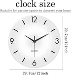 XFM Modern Simple Wall Clock 12 Inch Silent Wall Clocks Battery Operated White - Image 7