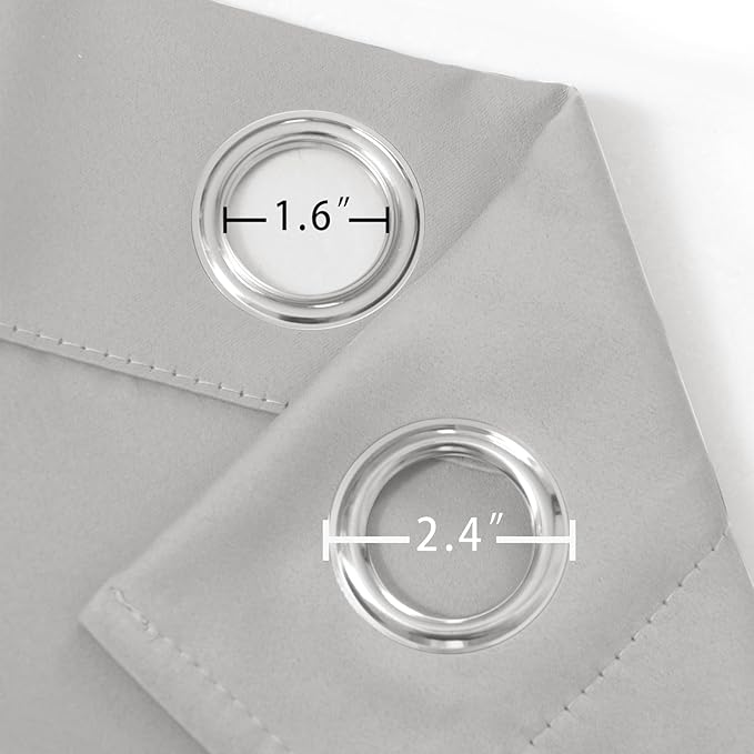 LEMOMO Light Grey Blackout Curtains/38 x 54 Inch/Set of Two Panels Grommet - Image 5