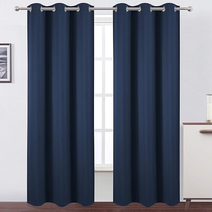 LEMOMO Blackout Curtains 42 x 84 inch/Navy Curtains Set of 2 Panels/Thermal by Lemomo