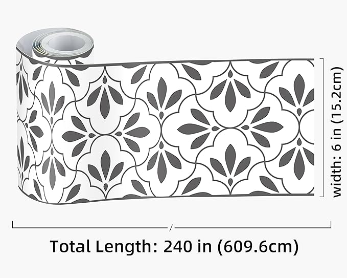 FLFK Wallpaper Border Black and White Patterns Peel and Stick Wall Border Self - Image 2