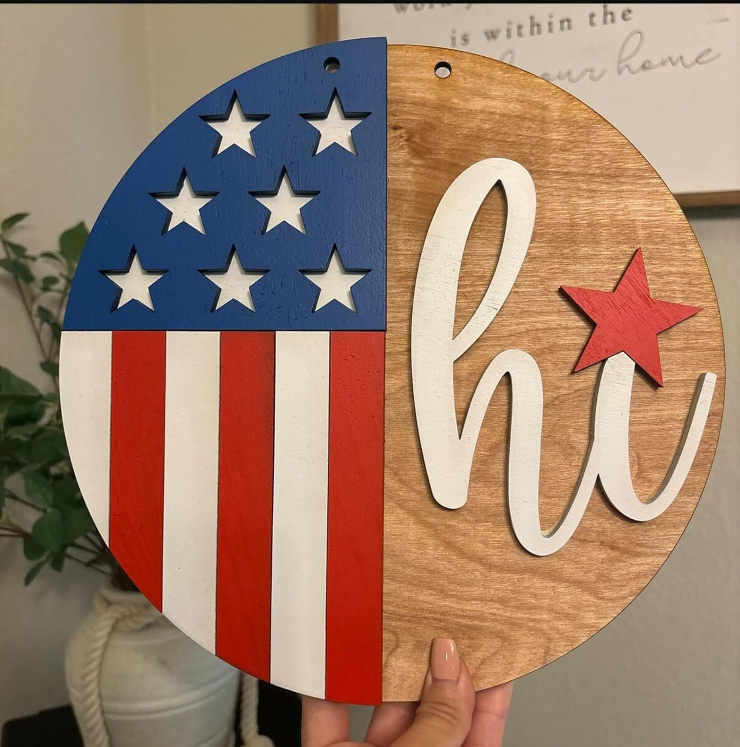 Patriotic Welcome Stencils 12” 4th of July Stencil Independence Day Stencils for Painting on Wood Door Hanger Porch Sign Decor