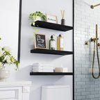 BAYKA Floating Shelves for Wall, Wall Mounted Rustic Wood Shelves for Bathroom - Image 2