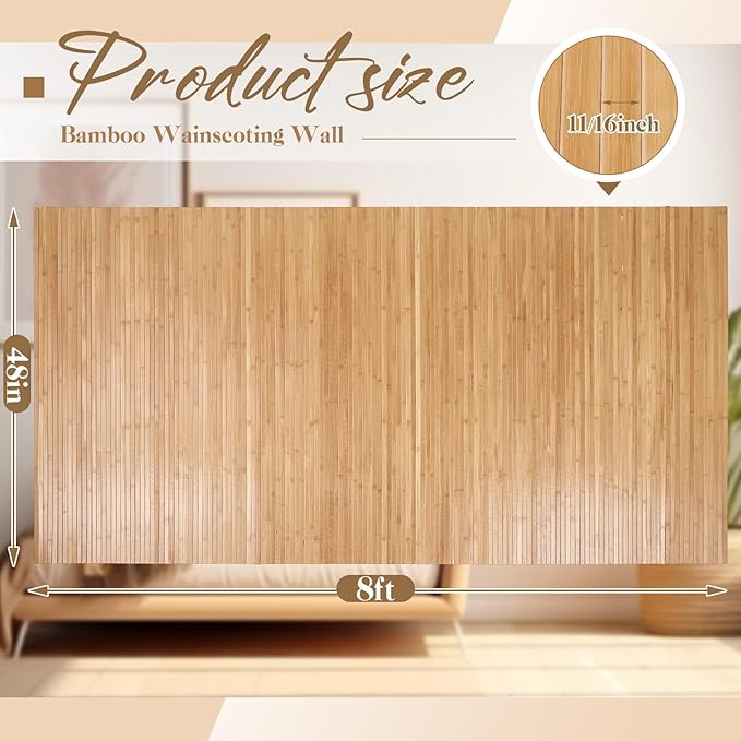 Juexica 3 Pcs Natural Bamboo Wall Panel - Image 2