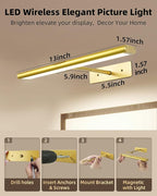 EZVALO Picture Light for Wall, 4800mAh Rechargeable Wireless Remote, 13in - Image 5