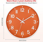 Foxtop Modern Wall Clock Silent Non-Ticking Battery Operated Round Quartz 12 - Image 2