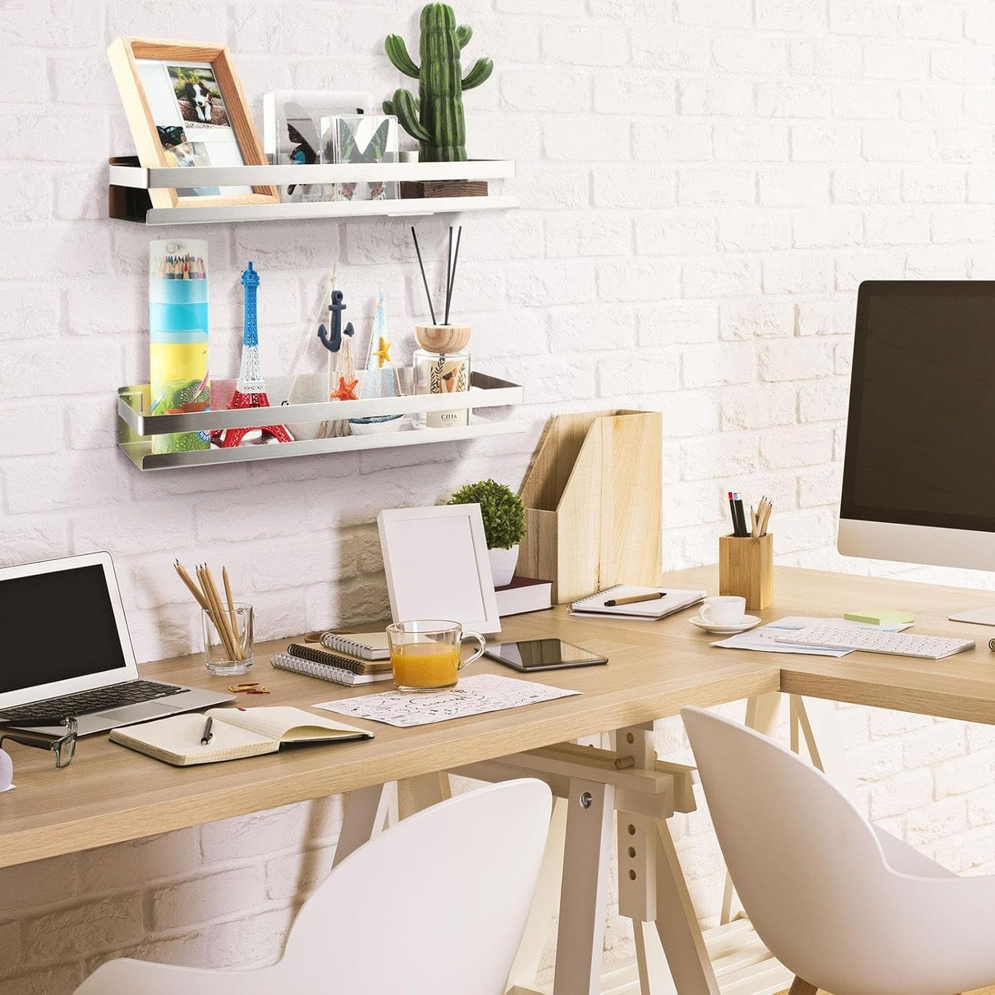 Lallisa 2 Pieces Stainless Steel Shelf Bathroom Shower Floating Shelves Wall Mounted Shower Caddy Basket Shelf Storage Organizer Shelves for Bathroom, Kitchen, Living Room (Silver,11.81 Inch/ 30 cm)