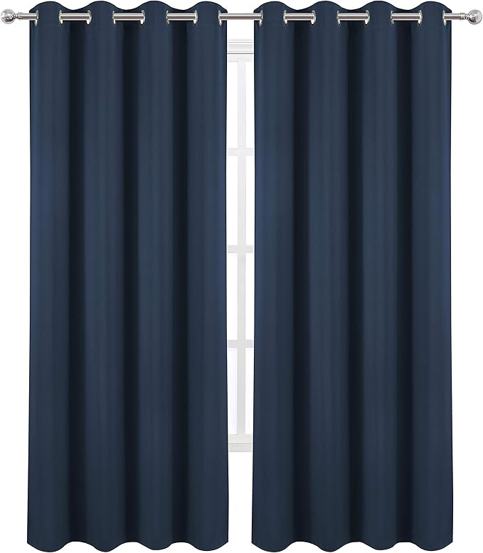 LEMOMO Blackout Curtains 66 x 95 inch/Navy Blue Curtains Set of 2 - Image 2