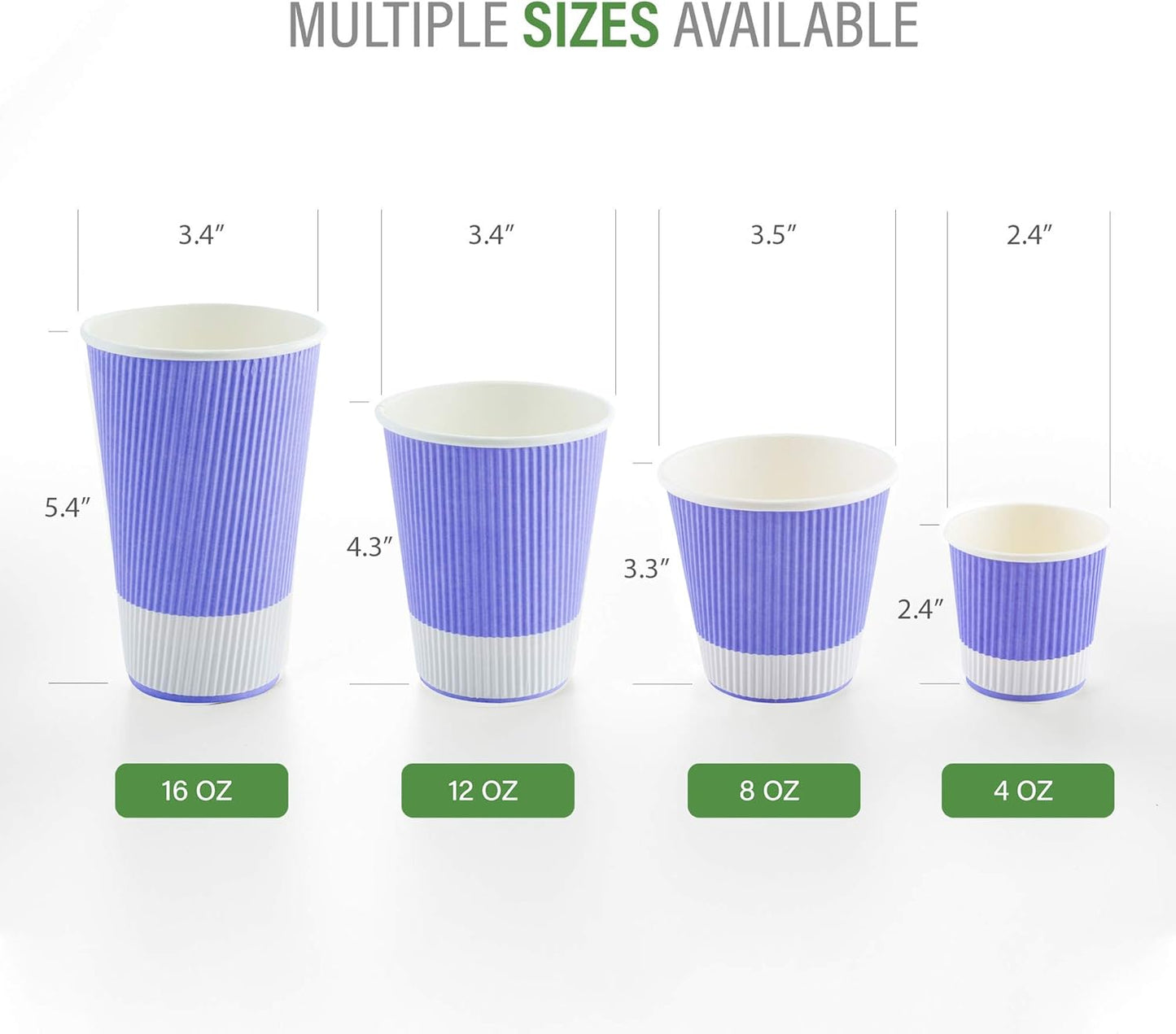 Restaurantware 16 Ounce Paper Cups Pack of 25 Ripple Wall Disposable Cups â€“ Leakproof, Recyclable, Light Purple Insulated Hot Beverage Holders with Matching Lids Available for Purchase Separately