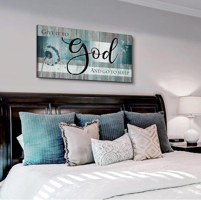 Christian Wall Decor Bible Verse Wall Art Give It to God and Go to Sleep - Image 2