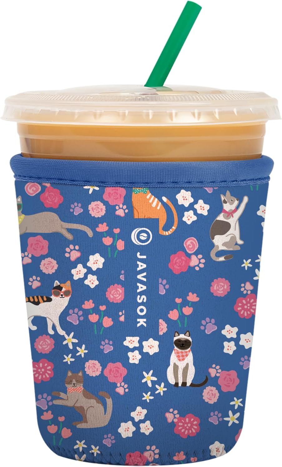 Sok It JavaSok Iced Coffee & Cold Soda Insulated Neoprene Cup Sleeve (Purr-fection, Small: 16-20oz)