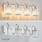 4 Lights Brushed Nickel Vanity Light Crystal Wall Light Bathroom Light Fixtures - Image 6