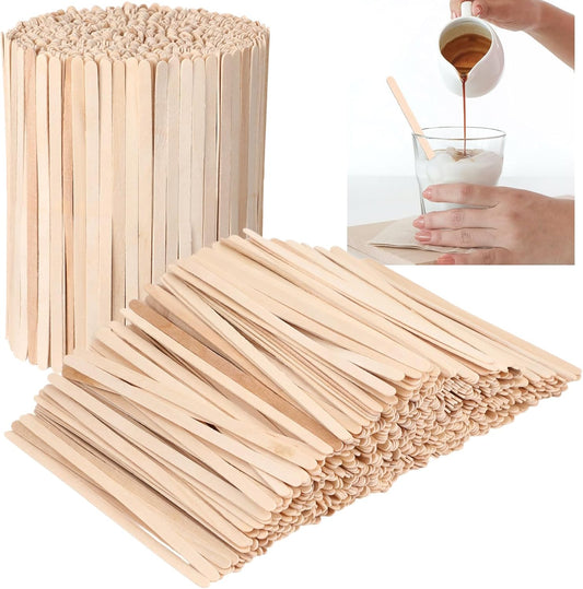 Meanplan 4000 Pack Birch Wood Coffee Stir Sticks 5.5 Inch Disposable Wooden Coffee Stirrers Bulk Long Tea Stirring Stick Round End Swizzle Beverage Mixer for Cocktail Hot Chocolate Drink Summer