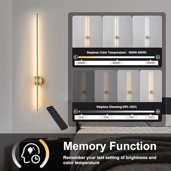 Battery Operated Modern Wall Sconces Set of Two, Rechargeable Wireless Wall - Image 4