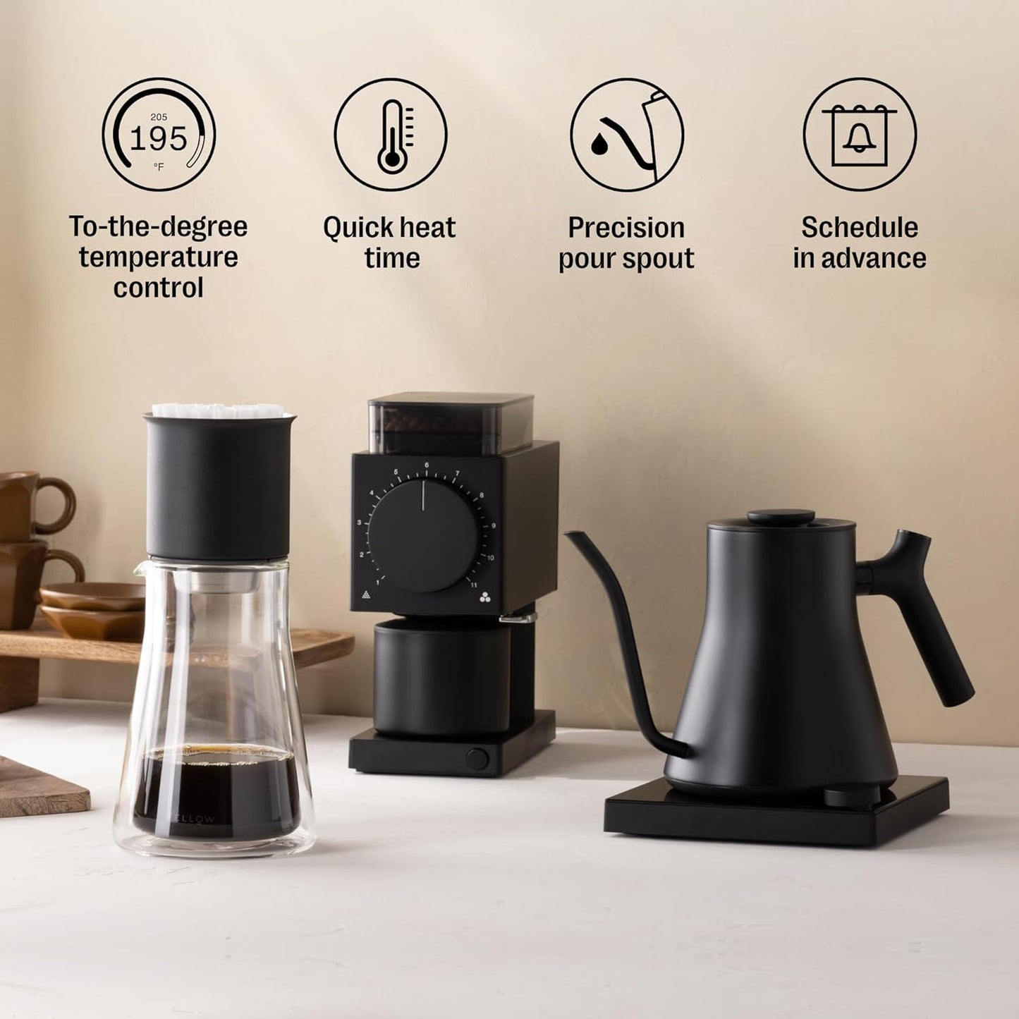 Fellow Stagg EKG Pro Studio Edition Electric Gooseneck Kettle - Pour-Over Coffee, Tea, Quick Heating, Precise Temperature Control, Scheduling, Built-in Brew Timer - Matte Black, 0.9 L