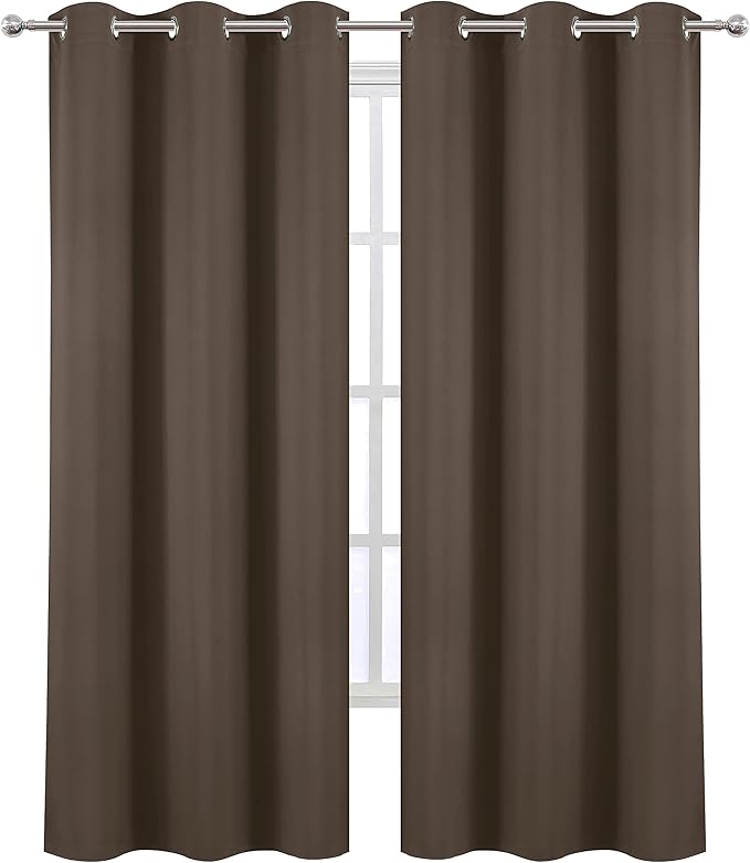 LEMOMO Chocolate Brown Thermal Blackout Curtains/38 x 84 Inch/Set of 2 Panels - Image 2
