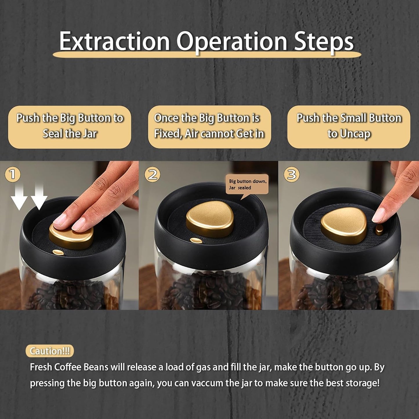 LOEZ Coffee Bean Storage Container Airtight, Lid Sealed with Press-Down Vacuum, Borosilicate Glass Coffee Canister, Food Storage, Coffee Bar for Ground Coffee, Tea, Beans, Spices (Extra Large - Gray)