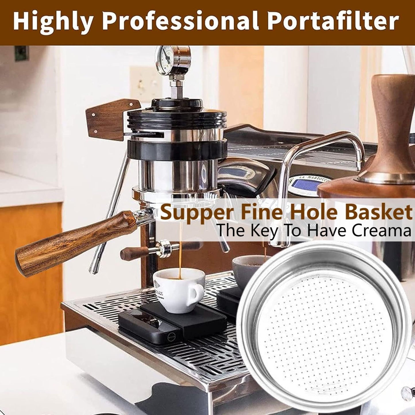 54mm Coffee Bottomless Portafilter, Compatible with Breville Barista Bes 870/878/880/876/840/810/500/450 Replacement Parts Bottomless Portafilter(Black)