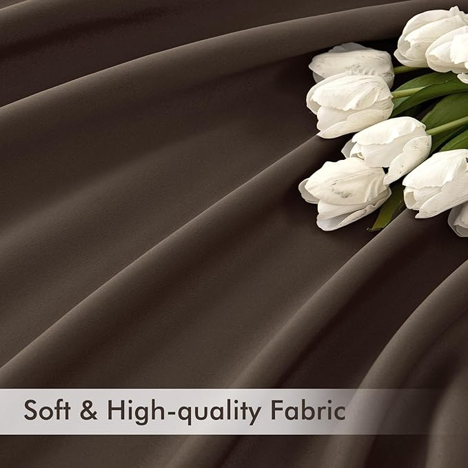 MIULEE Chocolate Brown Back Tab Blackout Curtains 102 Inch Long 2 Panels Set - Image 6