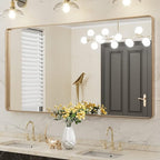 LOAAO 55”X30” Gold Bathroom Mirror, Rounded Rectangle Gold Frame Mirror - Image 8