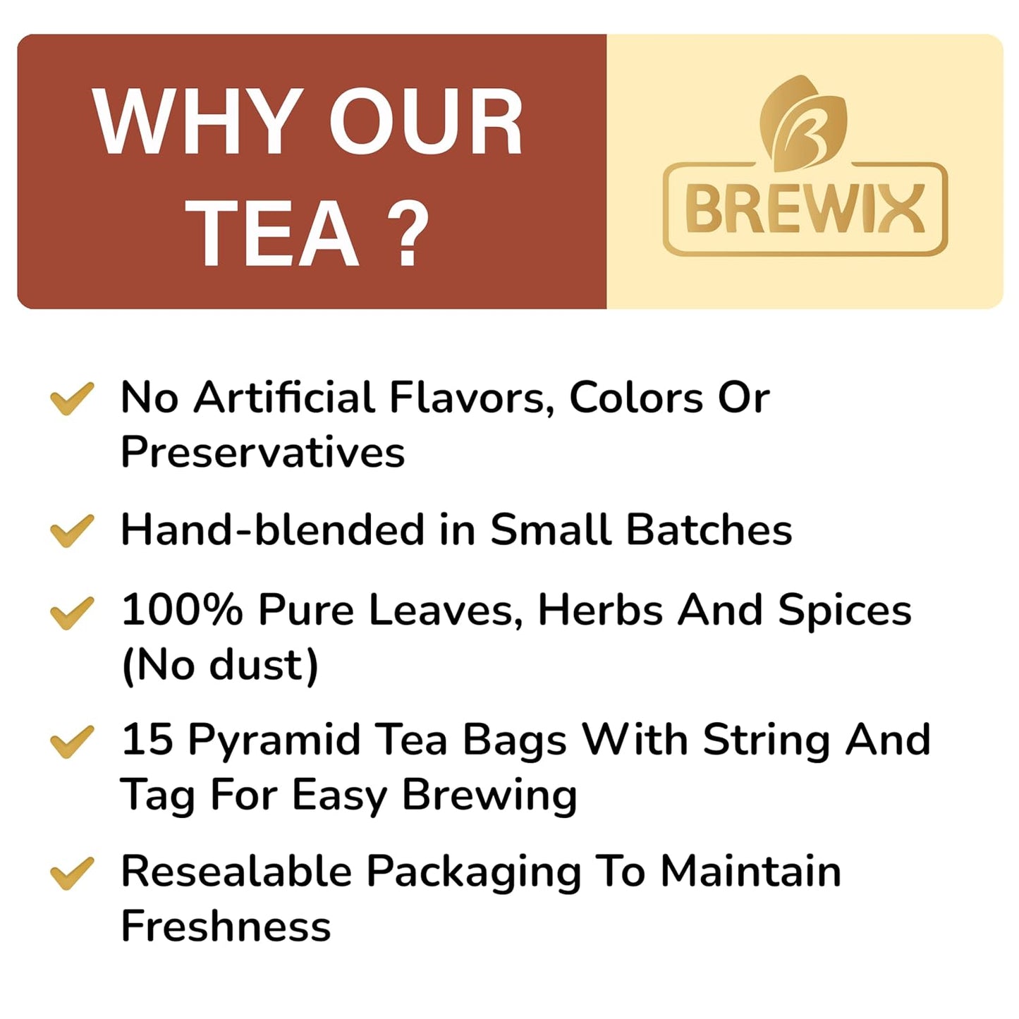 BREWIX, Chocolate Rooibos Herbal Tea (15 Pyramid Tea Bags) | Rich Red Tea with Cocoa, Cinnamon & Mint | Naturally Caffeine-Free | Dessert-Inspired Wellness Blend | Soothing Red Tea for Evening Comfort