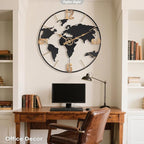 Pytha Sight 30 Inch Large Modern Decorative Metal World Map Wall Clocks Giant - Image 7