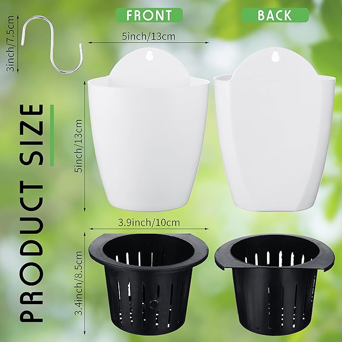 Yungyan 10 Sets 5" Self Watering Hanging Planter White Lazy Flower Pots Plastic - Image 3