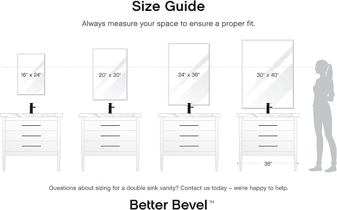 Better Bevel Frameless Square Mirror | 24" x 24" Bathroom Wall Mirror w/Beveled - Image 9