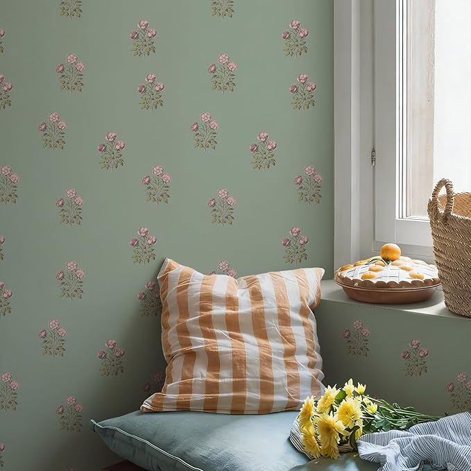17.3" x 118.1" Vintage Floral Wallpaper Peel and Stick Boho Wallpaper Removable - Image 5