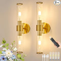 Morauroral Gold Battery Operated Wall Sconces Set of 2, Rechargeable Wall Lights by Morauroral
