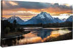 Extra Large Mountain Wall Art for Living Room Sunset Nature Grand Teton Wall by HOME