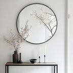 Oruii Round Mirror, Circle Wall Mirrors Metal Frame, Living Room - Image 4