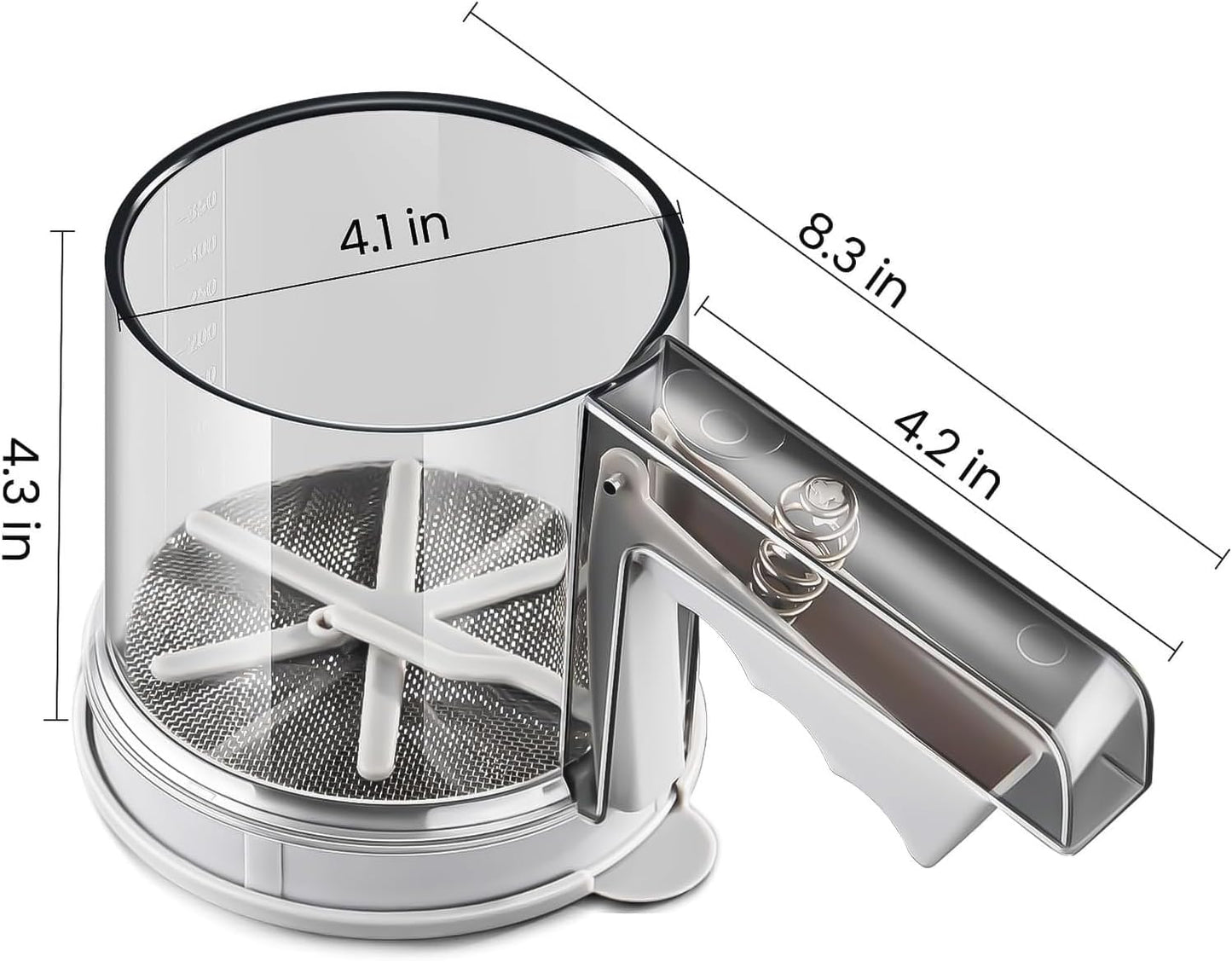 ‌3 Cup Flour Sifter, Sifter for Baking Sifter Handheld Baking Sieve Food-Grade Double-Filter Stainless Steel Flour Sifter Non-Rust Sifter used for Rapid Screening of Flour Apricot Flour Sugar Powder