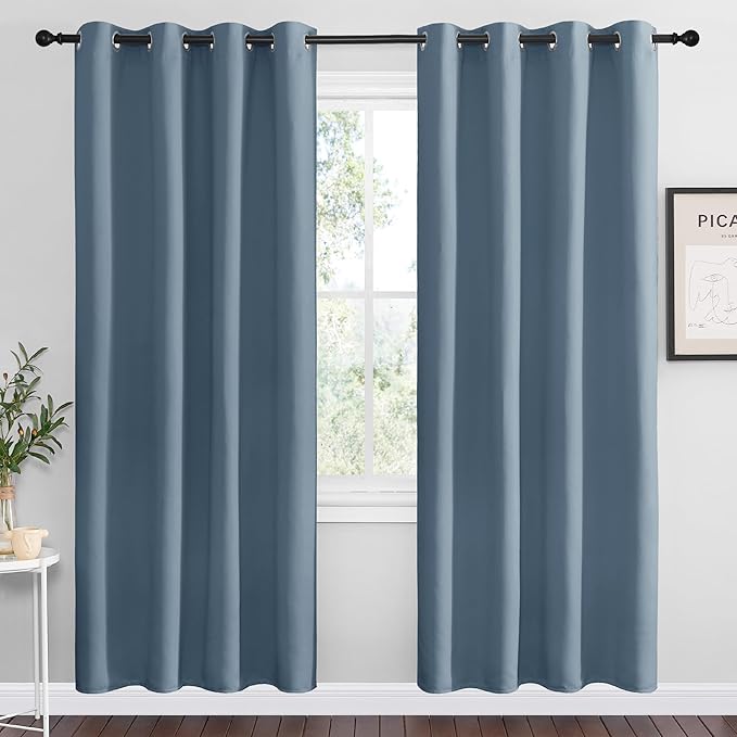 NICETOWN Smoky Blue Blackout Curtains 78 inches Length by NICETOWN
