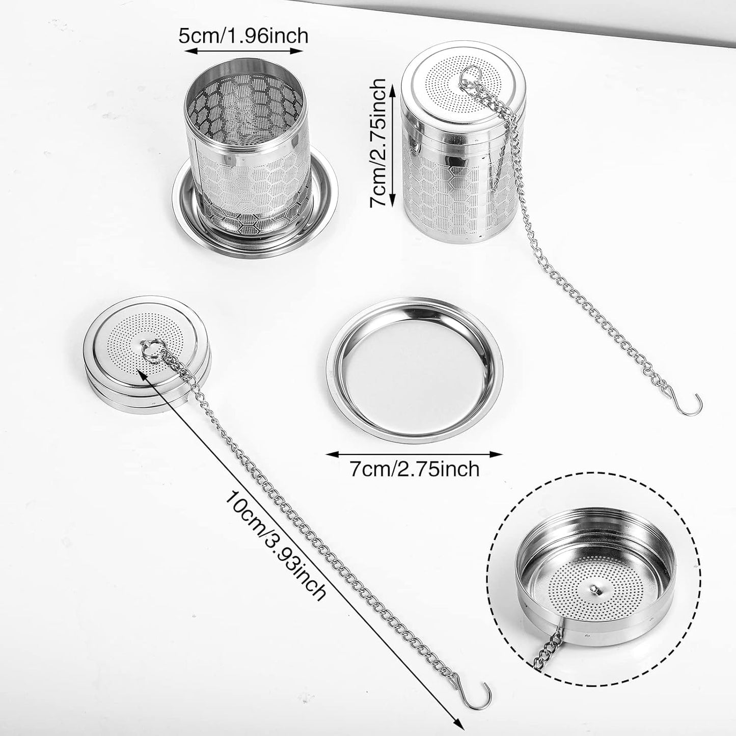 2 Pack Large Tea Strainers for Loose Tea, Tea Infusers for loose Tea Fine Mesh Stainless Tea Strainer Loose Leaf Tea Steeper for Black Tea, Spices and Seasonings