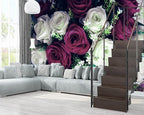 XMPMBM-Rose Floral Fabric Wallpaper Living Room Bedroom Bathroom Wall Mural-W - Image 3