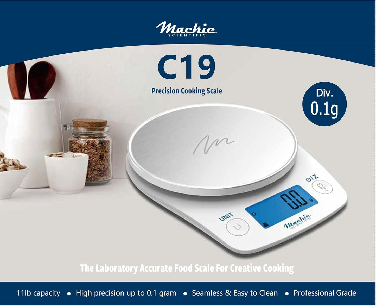 C19, an American Comany, You CAN FIND Cheaper BUT You Can't FIND Better, 12lbs Family Food Kitchen Scale, Solid Glass Top, Designed in Seattle WA