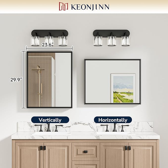 Keonjinn 24 x 30 Inch Black Bathroom Mirrors - Image 5