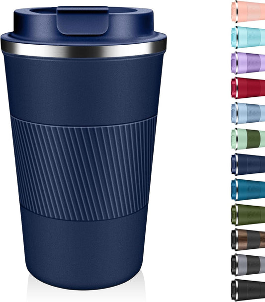 Insulated Coffee Tumbler 17 oz, Stainless Steel Coffee Mug with Lids, Travel Coffee Mug Leak Proof, Double Wall Vacuum Insulated Reusable Coffee Cup, Keep Drinks Hot and Cold (Navy Blue, 17 Ounces)
