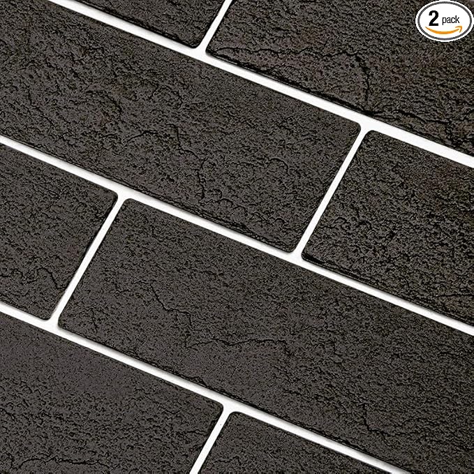 Old Town Black Faux Brick Wall Tiles, 3D Thin Brick Veneers by TORURAL