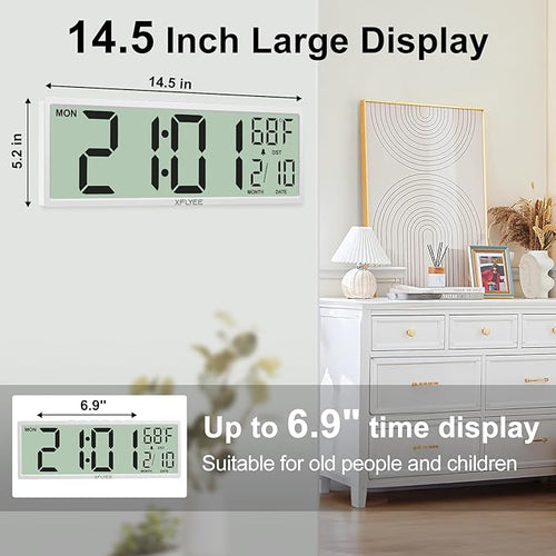 14.5'' Large Digital Wall Clock Battery Operated - Image 2