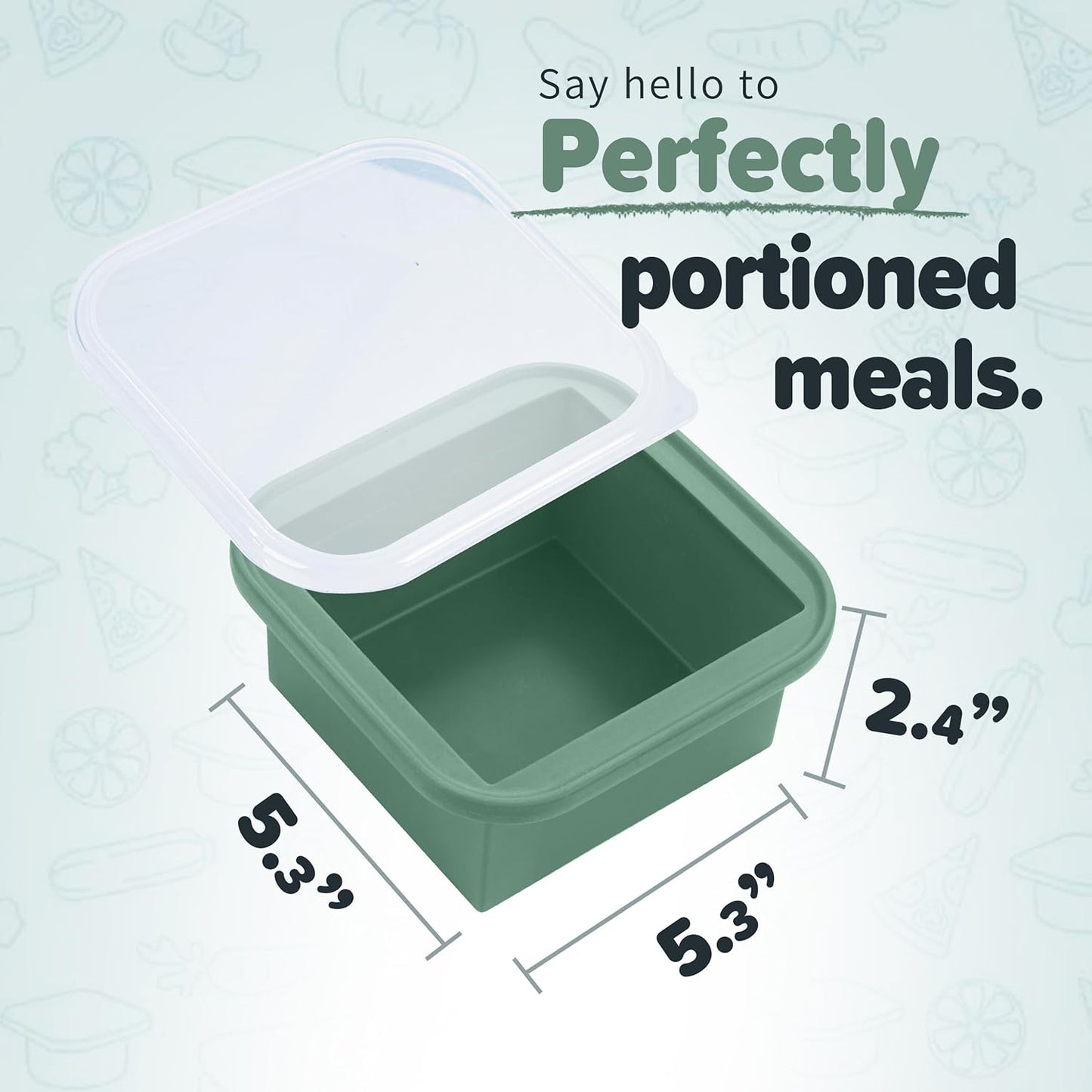 2-Cup Silicone Freezer Trays with Lids – Perfect for Meal Prep, Portion Control, and Easy Freezing-Meal Prep Container Molds for Soup,Leftovers (Green, 4 pack)