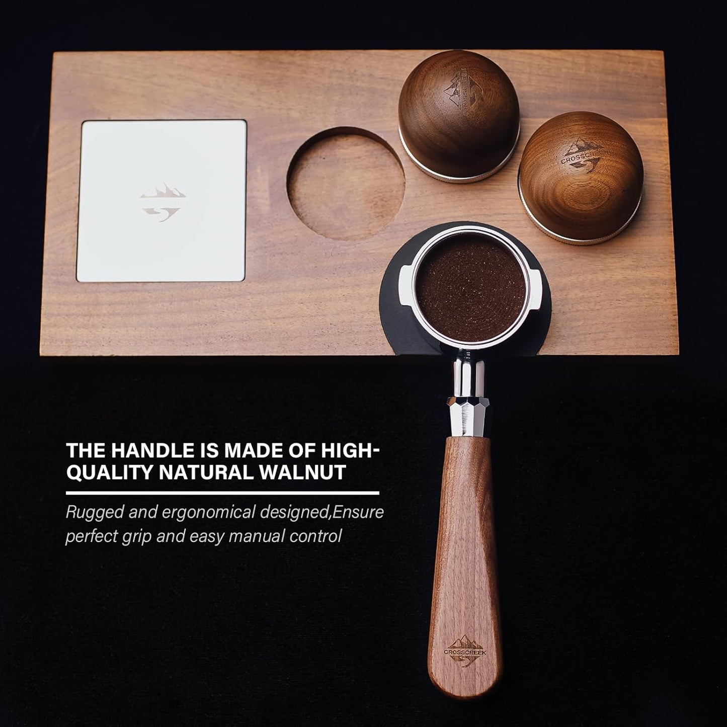 51mm Espresso Bottomless Portafilter with 2 Ear | Fits De’Longhi ECP3420 / EC155 / BCO430 / EC260 Espresso Machine | Stainless Steel Basket and Walnut Handle | Espresso Accessories