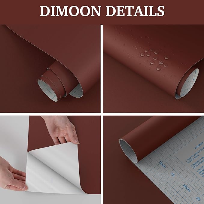 Dimoon 118"x17.7" Peel and Stick Wallpaper Dark Red Contact Paper - Image 6