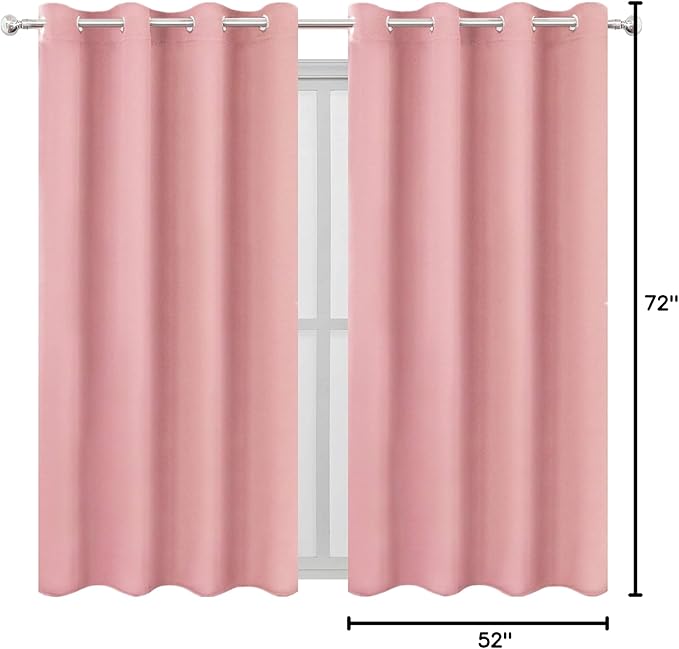 LEMOMO Pink Thermal Blackout Curtains/52 x 72 Inch/Set of 2 Panels Room - Image 10