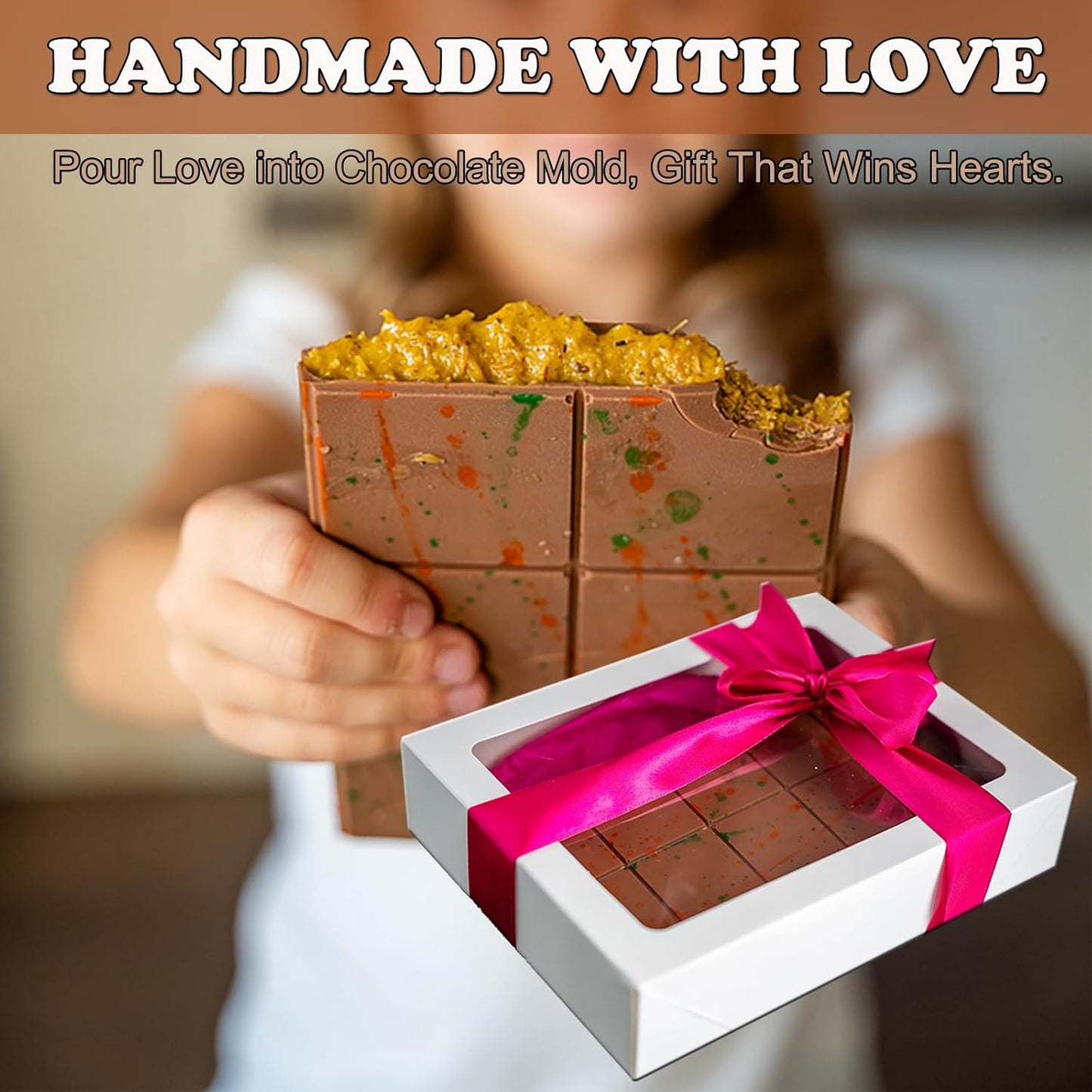 2 Pack Deep Chocolate Bar Mold 1.2 inch Kataifi Pistachio Dubai Chocolate Bar Kit Thick Silicone Molds for Stuffed Bar Large Big Candy Bar Mould for Filling