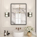 LOAAO 22"X30" Black Rectangle Bathroom Mirror Wall, Matte Black Aluminum Alloy by LOAAO